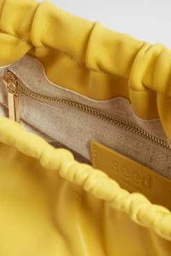 Woman Seed Heritage Leather Bags-Gathered Leather Clutch