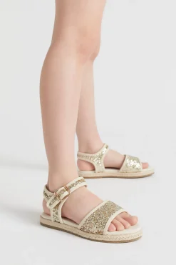 Girl Seed Heritage Sandals & Slides-Glitter Open Toe Espadrille