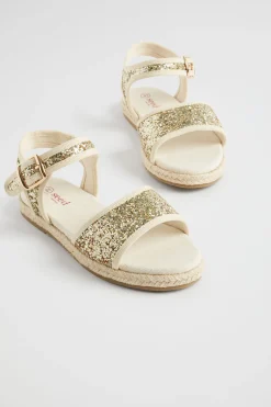 Girl Seed Heritage Sandals & Slides-Glitter Open Toe Espadrille