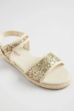 Girl Seed Heritage Sandals & Slides-Glitter Open Toe Espadrille