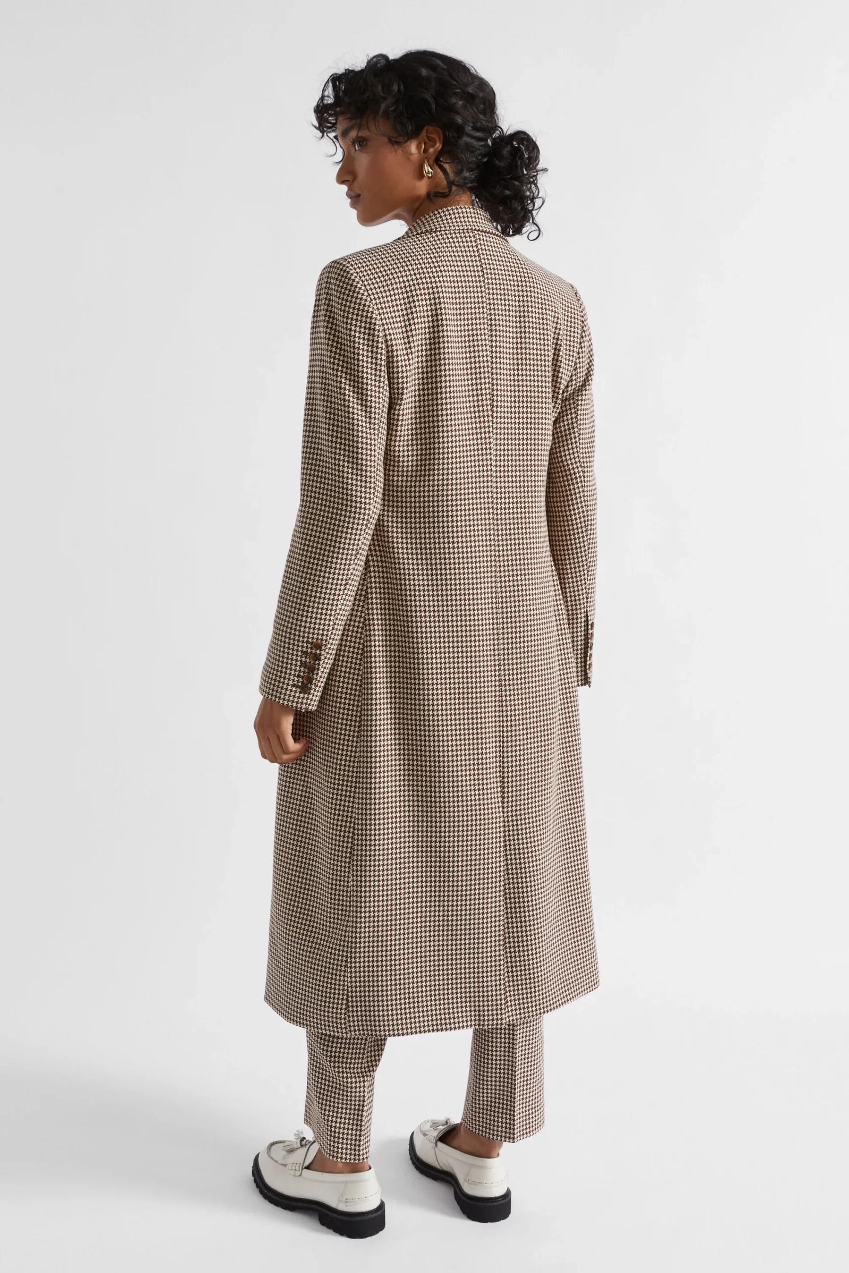 Woman Seed Heritage Jackets & Vests-Houndstooth Longline Suiting Coat