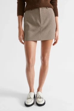 Woman Seed Heritage Skirts-Houndstooth Mini Skirt