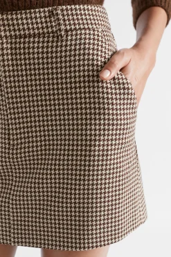 Woman Seed Heritage Skirts-Houndstooth Mini Skirt