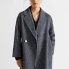 Woman Seed Heritage Jackets & Vests-Houndstooth Oversized Coat