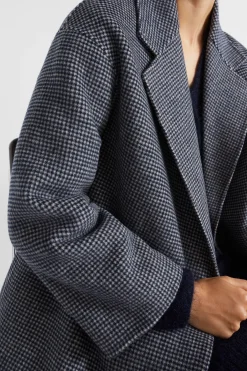 Woman Seed Heritage Jackets & Vests-Houndstooth Oversized Coat