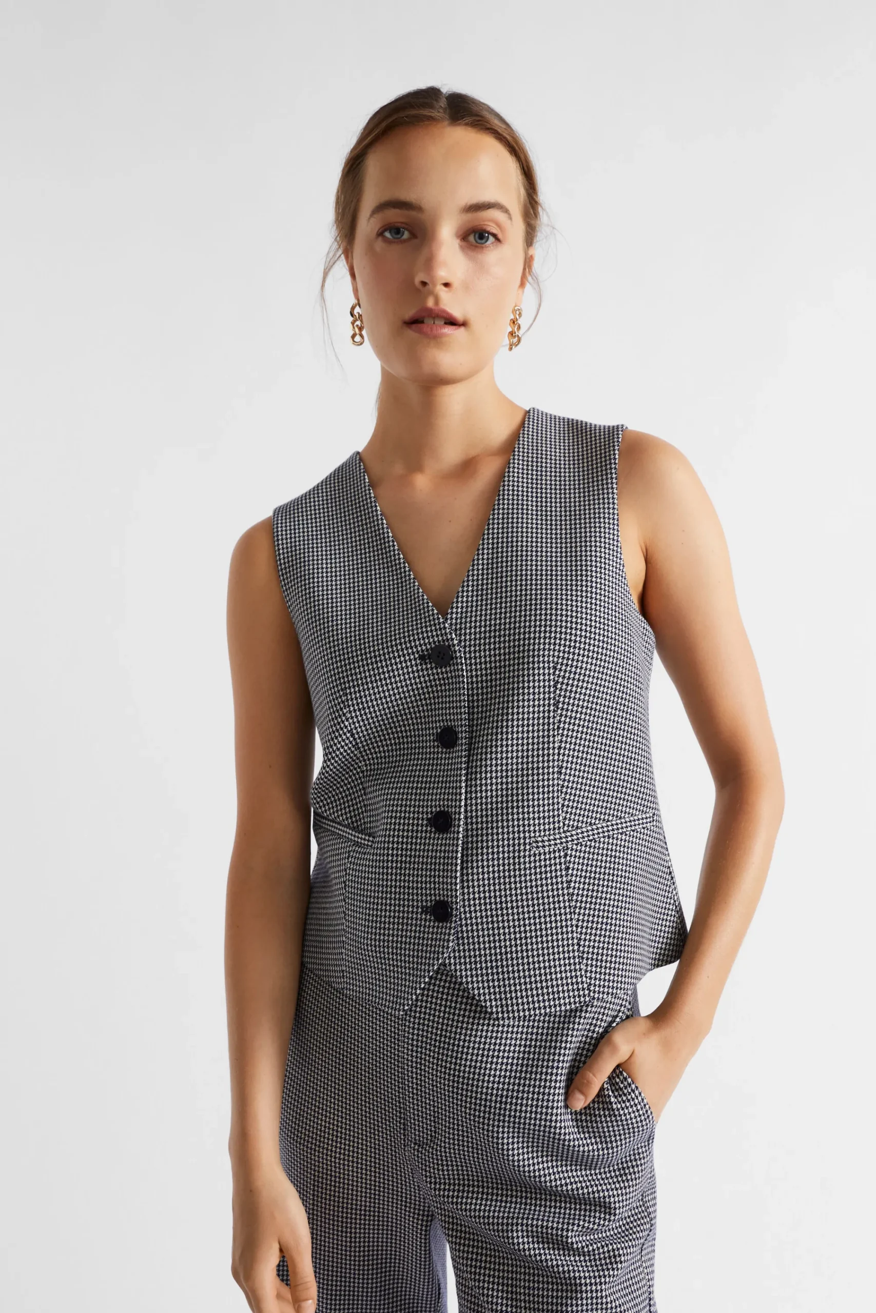 Woman Seed Heritage Jackets & Vests-Houndstooth Vest