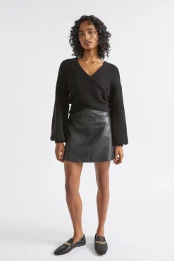 Woman Seed Heritage Skirts-Leather A Line Mini Skirt