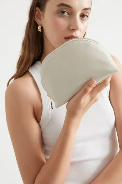 Woman Seed Heritage Clutches & Pouches-Leather Crescent Pouch