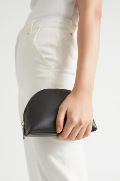 Woman Seed Heritage Clutches & Pouches-Leather Crescent Pouch