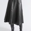 Woman Seed Heritage Skirts-Leather Midi Circle Skirt
