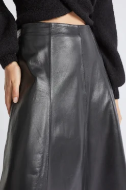 Woman Seed Heritage Skirts-Leather Midi Circle Skirt