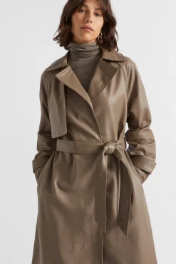 Woman Seed Heritage Jackets & Vests-Leather Trench Coat
