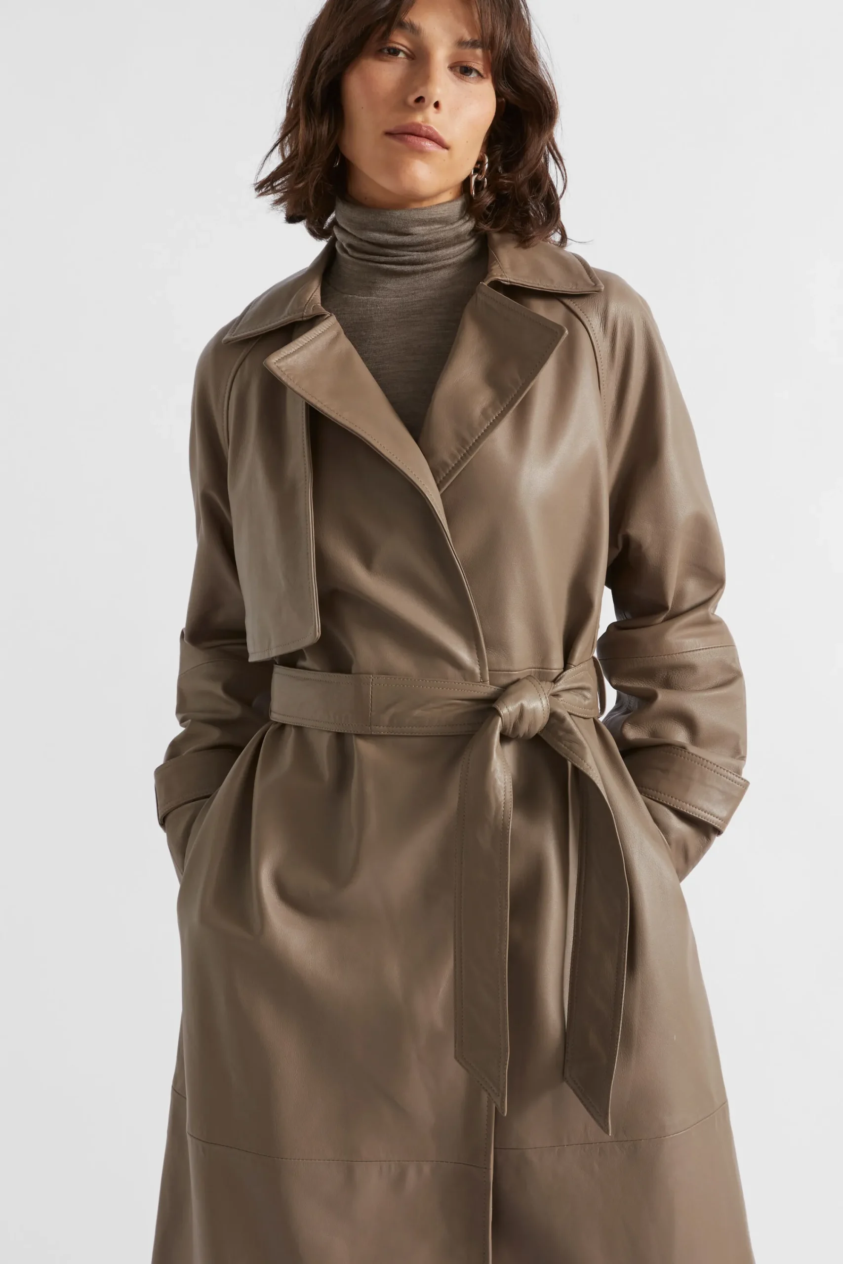 Woman Seed Heritage Jackets & Vests-Leather Trench Coat