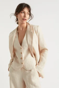 Woman Seed Heritage Jackets & Vests-Linen Blazer