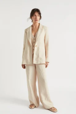 Woman Seed Heritage Jackets & Vests-Linen Blazer