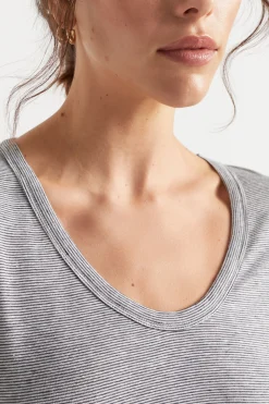 Woman Seed Heritage T-Shirts & Tops-Linen Blend Stripe Tee