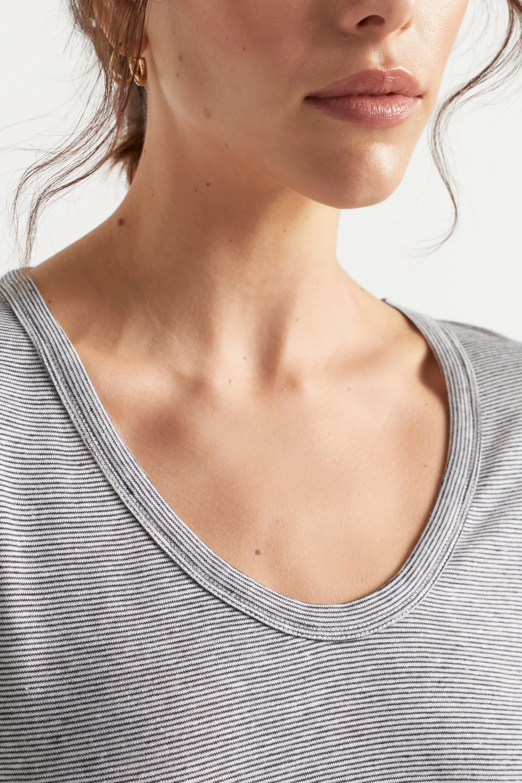 Woman Seed Heritage T-Shirts & Tops-Linen Blend Stripe Tee
