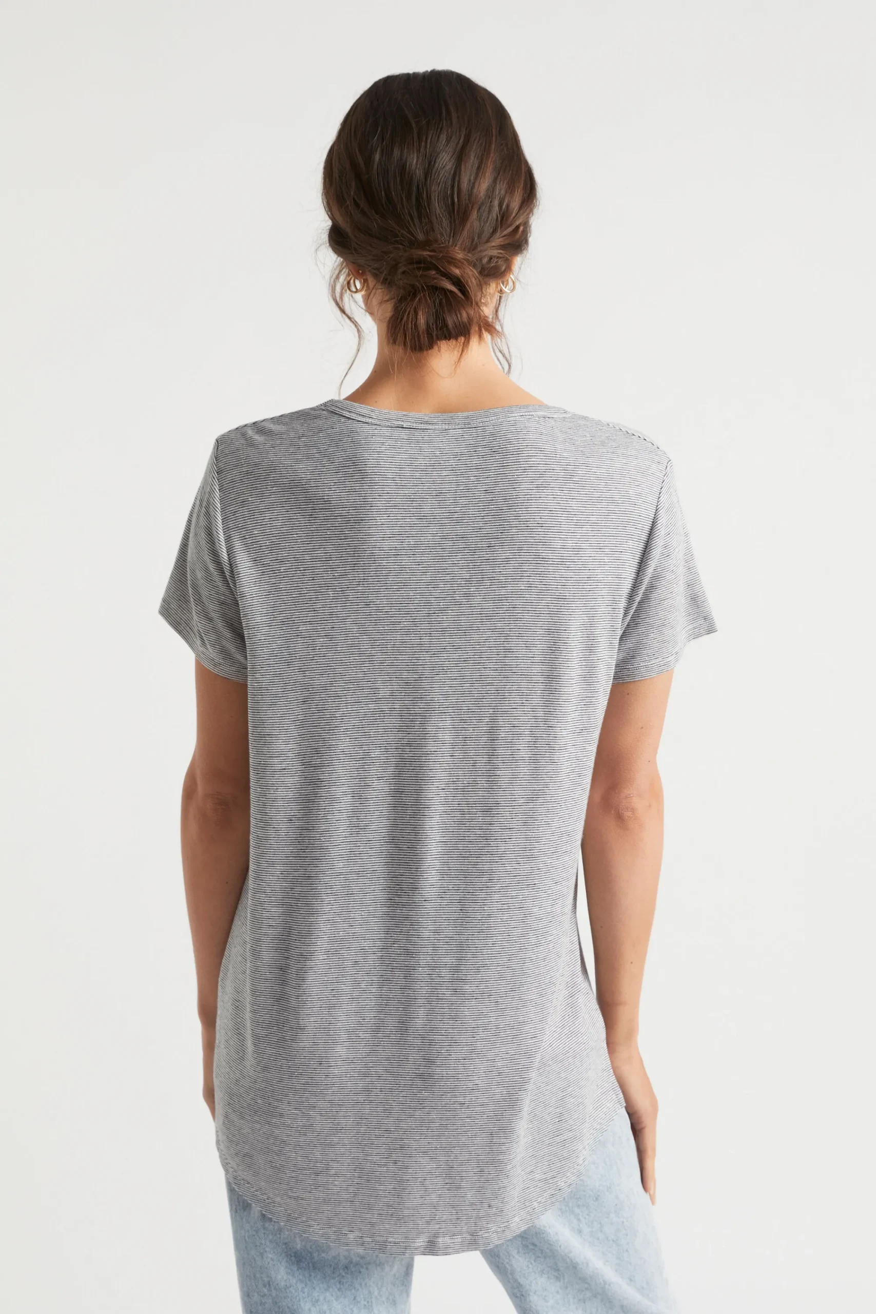 Woman Seed Heritage T-Shirts & Tops-Linen Blend Stripe Tee