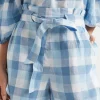 Woman Seed Heritage Shorts-Linen Check Tie Short
