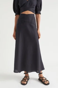 Woman Seed Heritage Skirts-Linen Cross Front Skirt