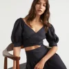 Woman Seed Heritage T-Shirts & Tops-Linen Cross Front Top