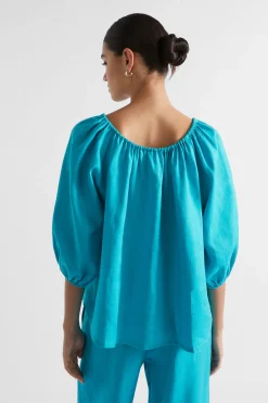 Woman Seed Heritage T-Shirts & Tops-Linen Drawstring Top