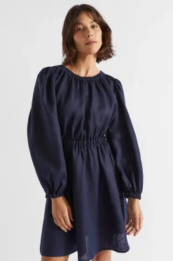 Woman Seed Heritage Dresses-Linen Elasticated Mini Dress