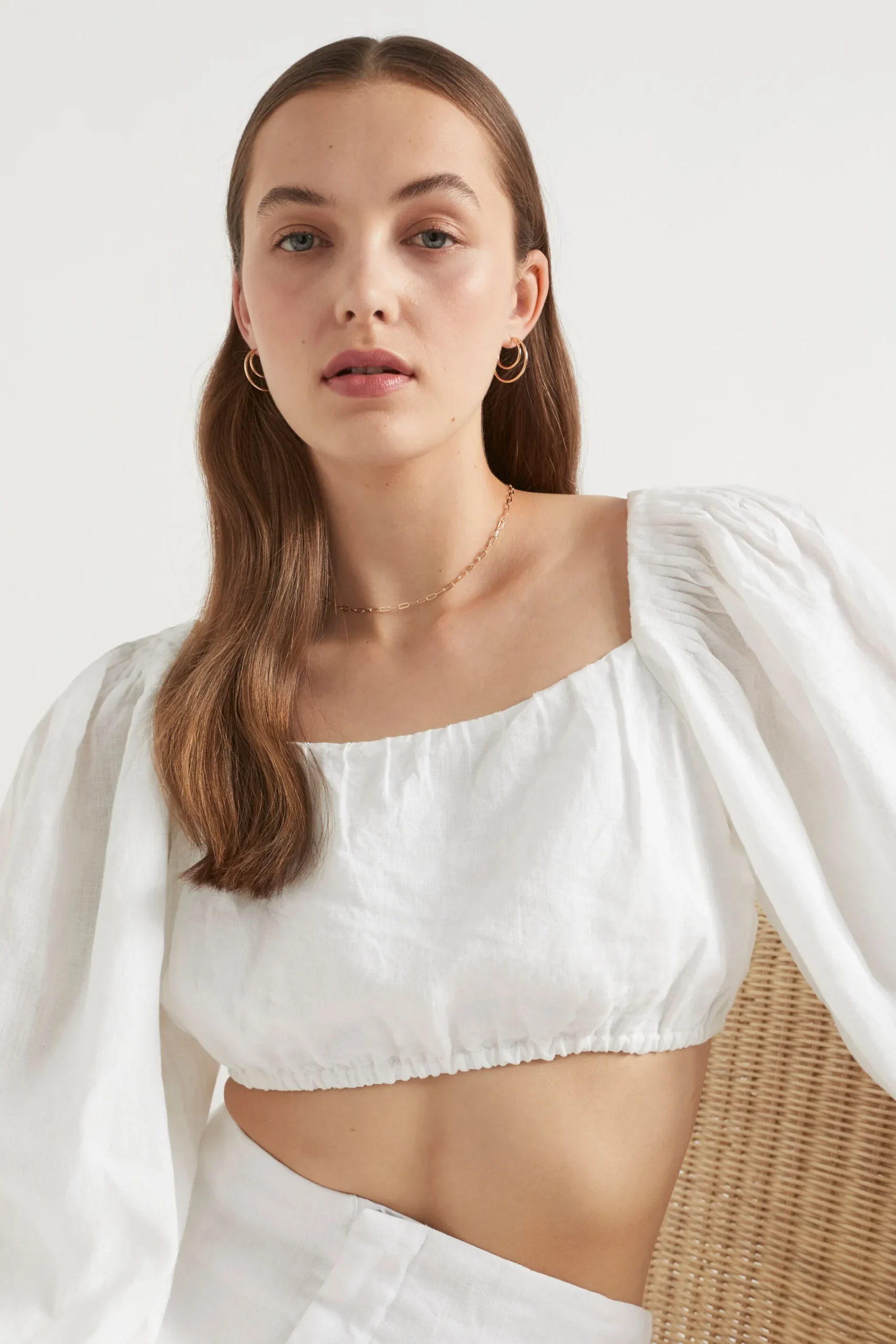 Woman Seed Heritage T-Shirts & Tops-Linen Pintuck Detail Top