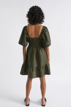 Woman Seed Heritage Dresses-Linen Square Neck Mini Dress