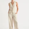 Woman Seed Heritage Pants-Linen Stripe High Waist Pant