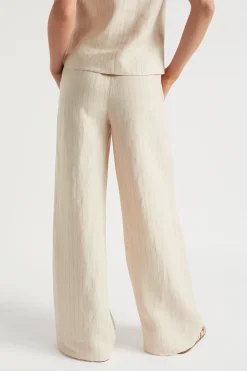 Woman Seed Heritage Pants-Linen Stripe High Waist Pant