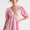 Woman Seed Heritage Dresses-Linen Tie Back Mini Dress