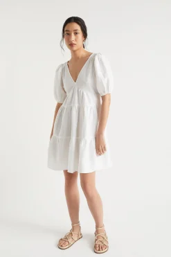 Woman Seed Heritage Dresses-Linen Tie Back Mini Dress