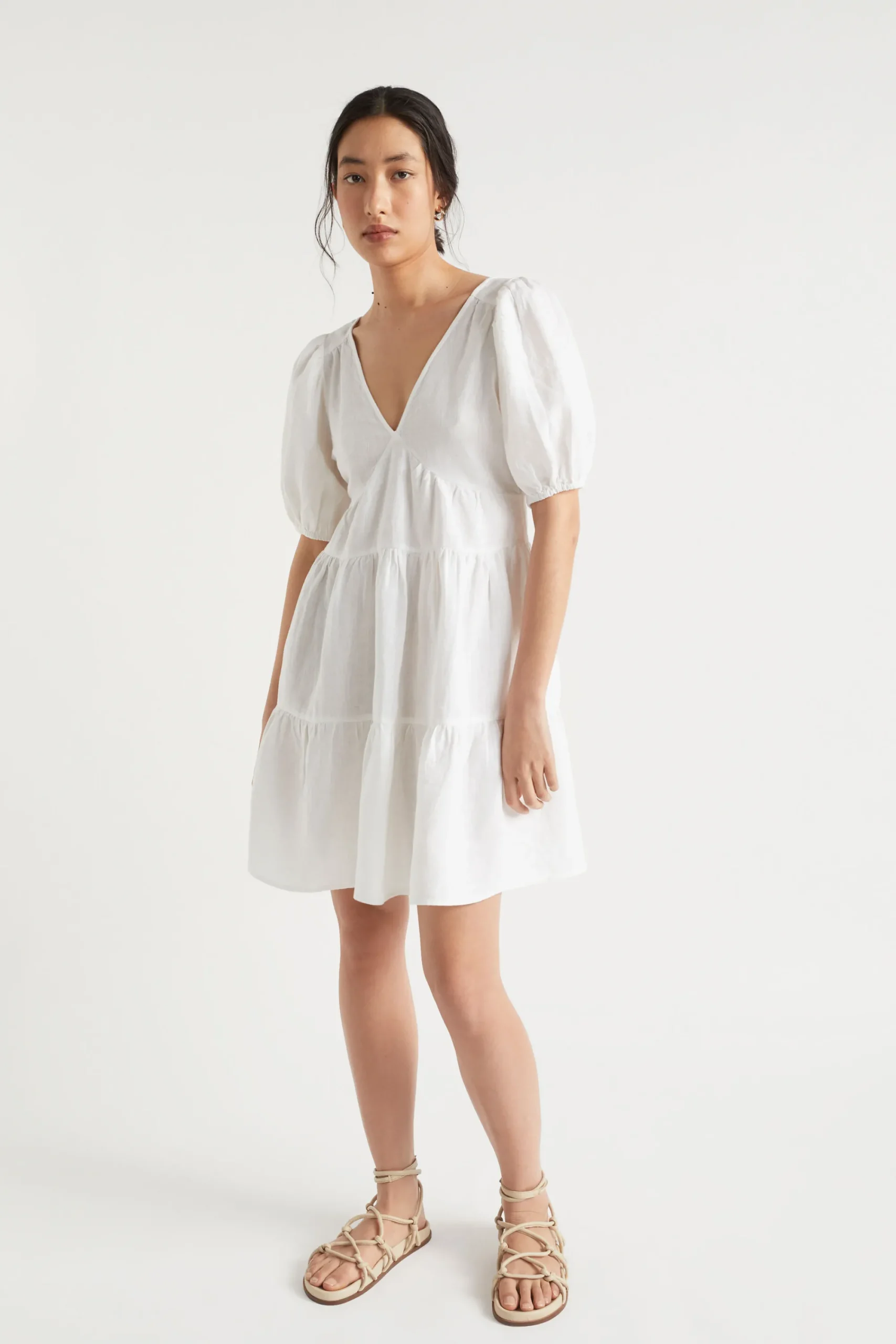 Woman Seed Heritage Dresses-Linen Tie Back Mini Dress