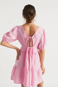 Woman Seed Heritage Dresses-Linen Tie Back Mini Dress