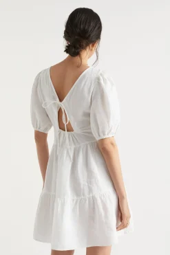 Woman Seed Heritage Dresses-Linen Tie Back Mini Dress