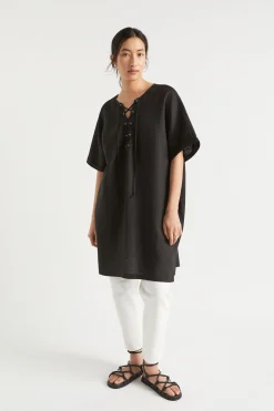 Woman Seed Heritage Scarves & Kaftans-Linen Tie Up Kaftan