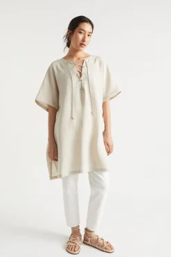 Woman Seed Heritage Scarves & Kaftans-Linen Tie Up Kaftan