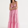 Woman Seed Heritage Dresses-Linen Tiered Maxi Dress