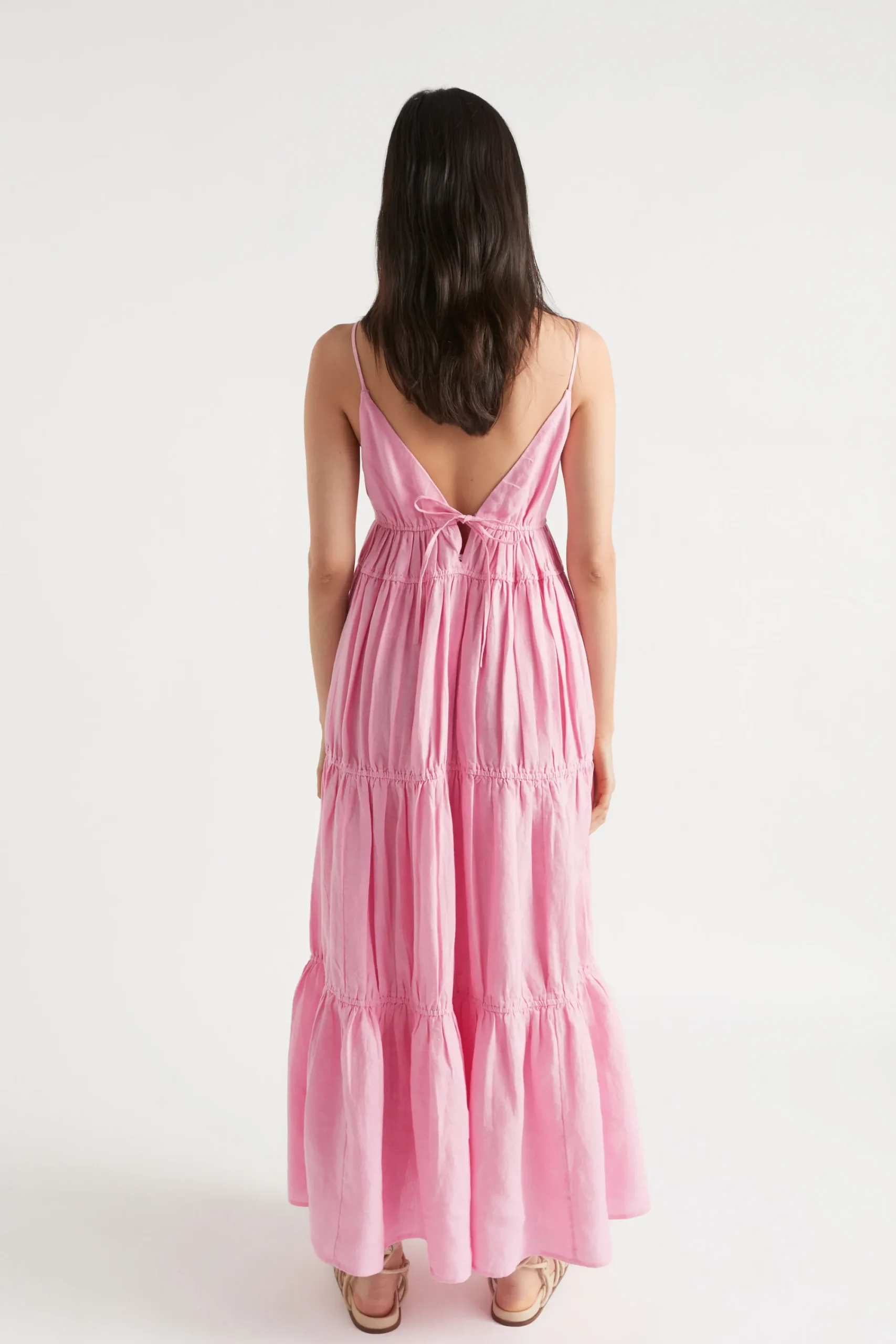 Woman Seed Heritage Dresses-Linen Tiered Maxi Dress