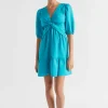Woman Seed Heritage Dresses-Linen Twist Front Mini Dress