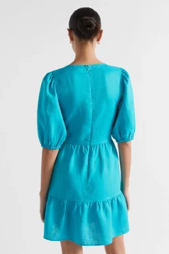 Woman Seed Heritage Dresses-Linen Twist Front Mini Dress