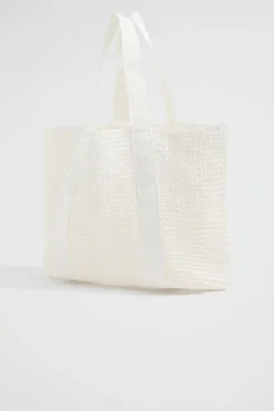 Woman Seed Heritage Beach Bags-Logo Straw Tote