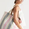 Woman Seed Heritage Beach Bags-Logo Stripe Tote