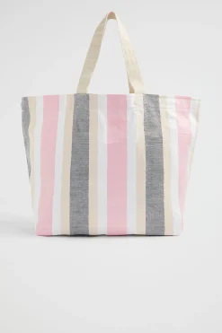 Woman Seed Heritage Beach Bags-Logo Stripe Tote