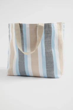 Woman Seed Heritage Beach Bags-Logo Stripe Tote