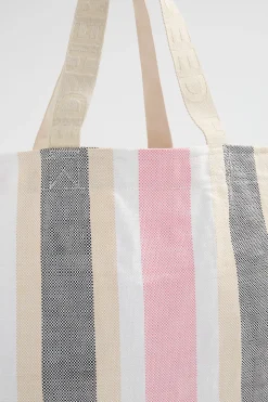 Woman Seed Heritage Beach Bags-Logo Stripe Tote