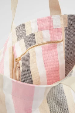 Woman Seed Heritage Beach Bags-Logo Stripe Tote