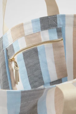 Woman Seed Heritage Beach Bags-Logo Stripe Tote