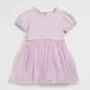 Baby Girl Seed Heritage Dresses-Metallic Pinspot Splice Dress